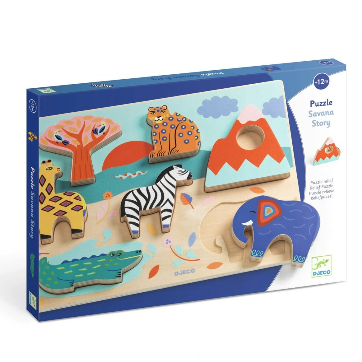 DJECO Puzzles y encajes Puzzle de madera Savana story DJ01068