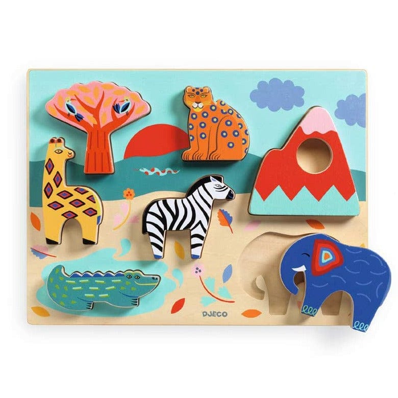 DJECO Puzzles y encajes Puzzle de madera Savana story DJ01068