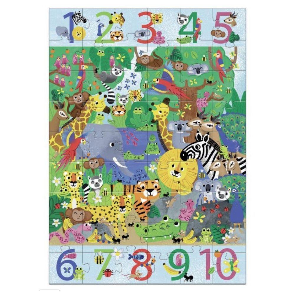 DJECO Puzzles y encajes Puzzle Gigante 1 a 10 Jungla 54 piezas DJ07148