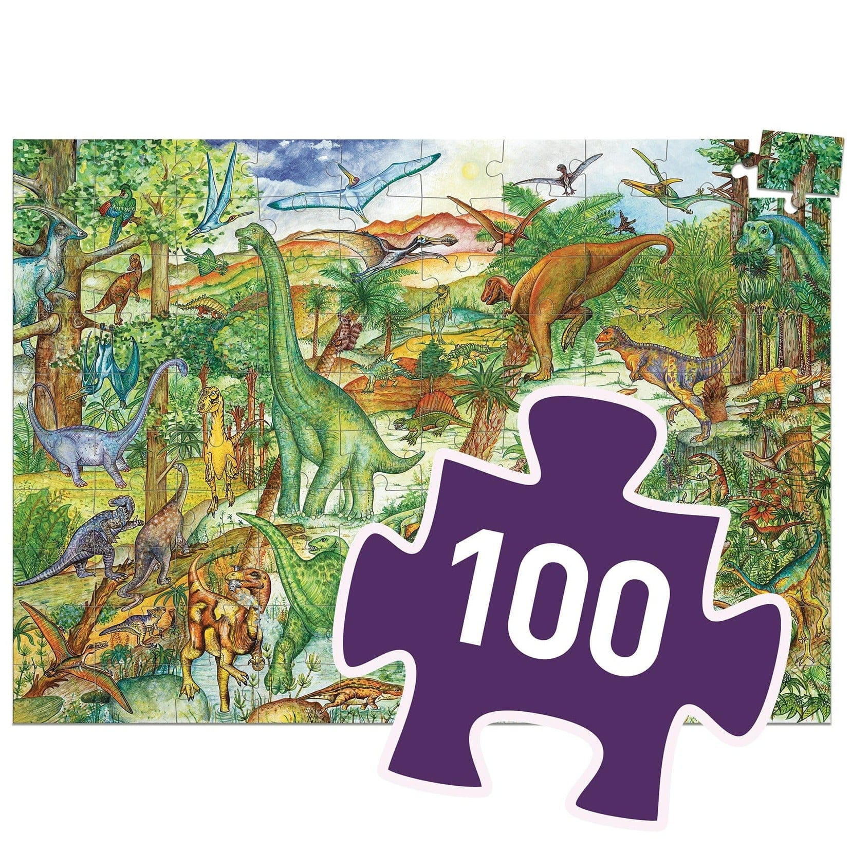 DJECO Puzzles y encajes Puzzle Observación Dinosaurios 100 Piezas DJ07424