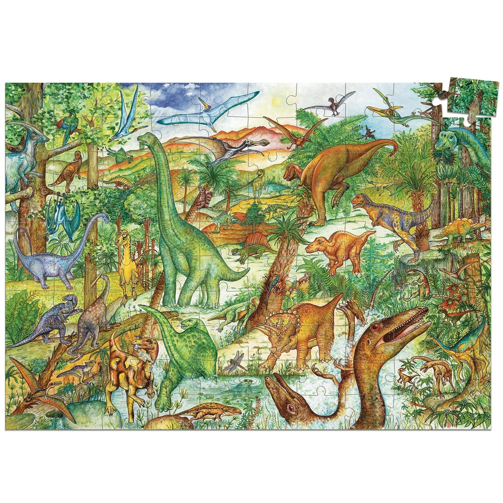 DJECO Puzzles y encajes Puzzle Observación Dinosaurios 100 Piezas DJ07424