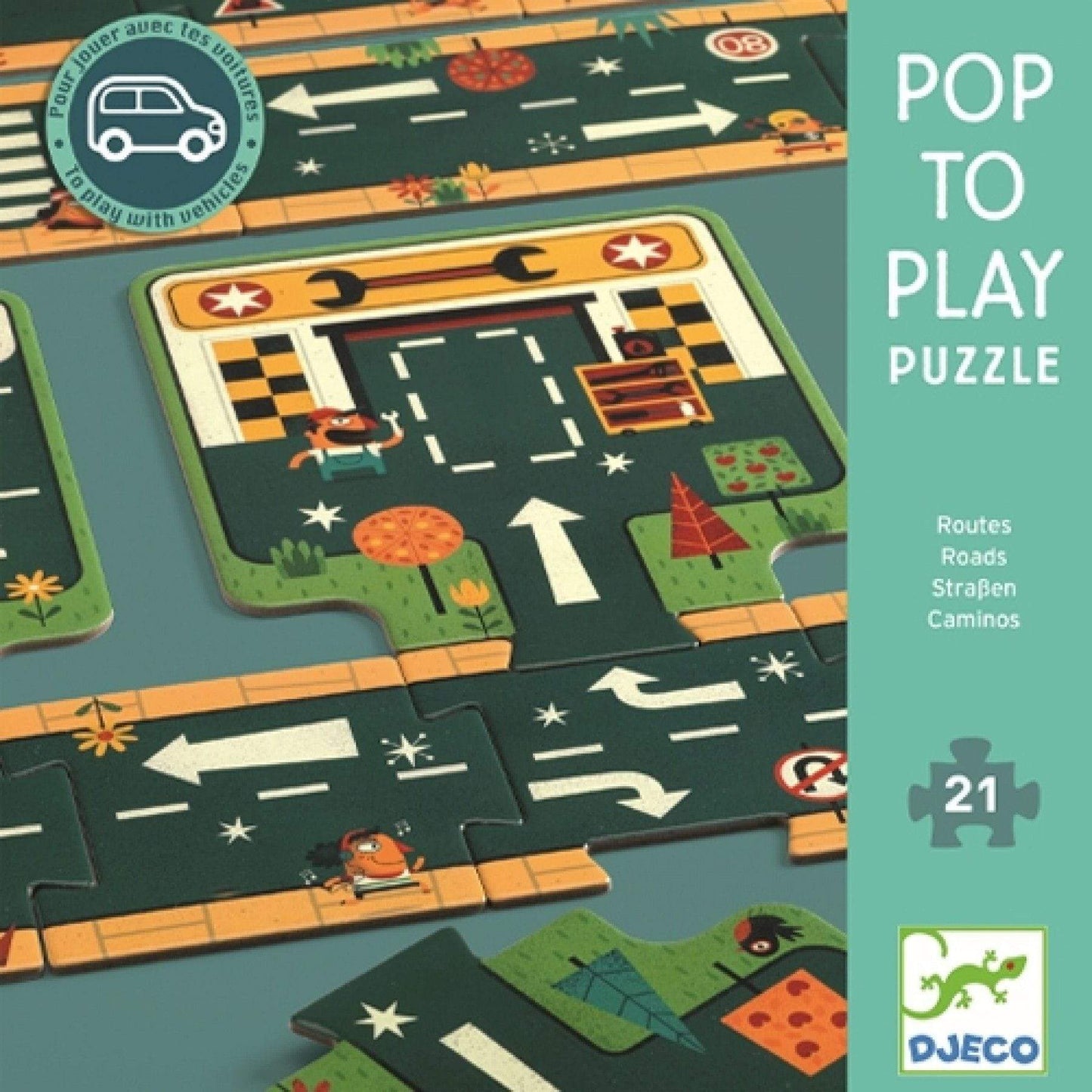 DJECO Puzzles y encajes Puzzle Roads 21 piezas DJ07162