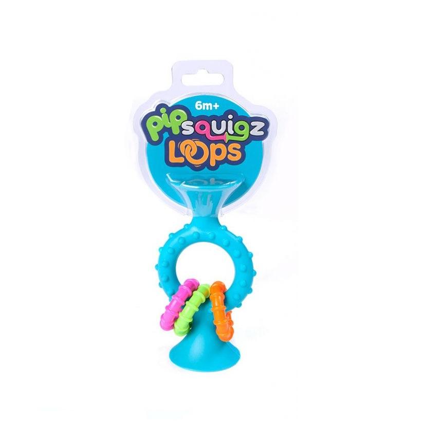 Fat brain toys Destreza y Habilidades +0 Juguete mordedor y sonajero pipSquigz loops celeste FA166-1