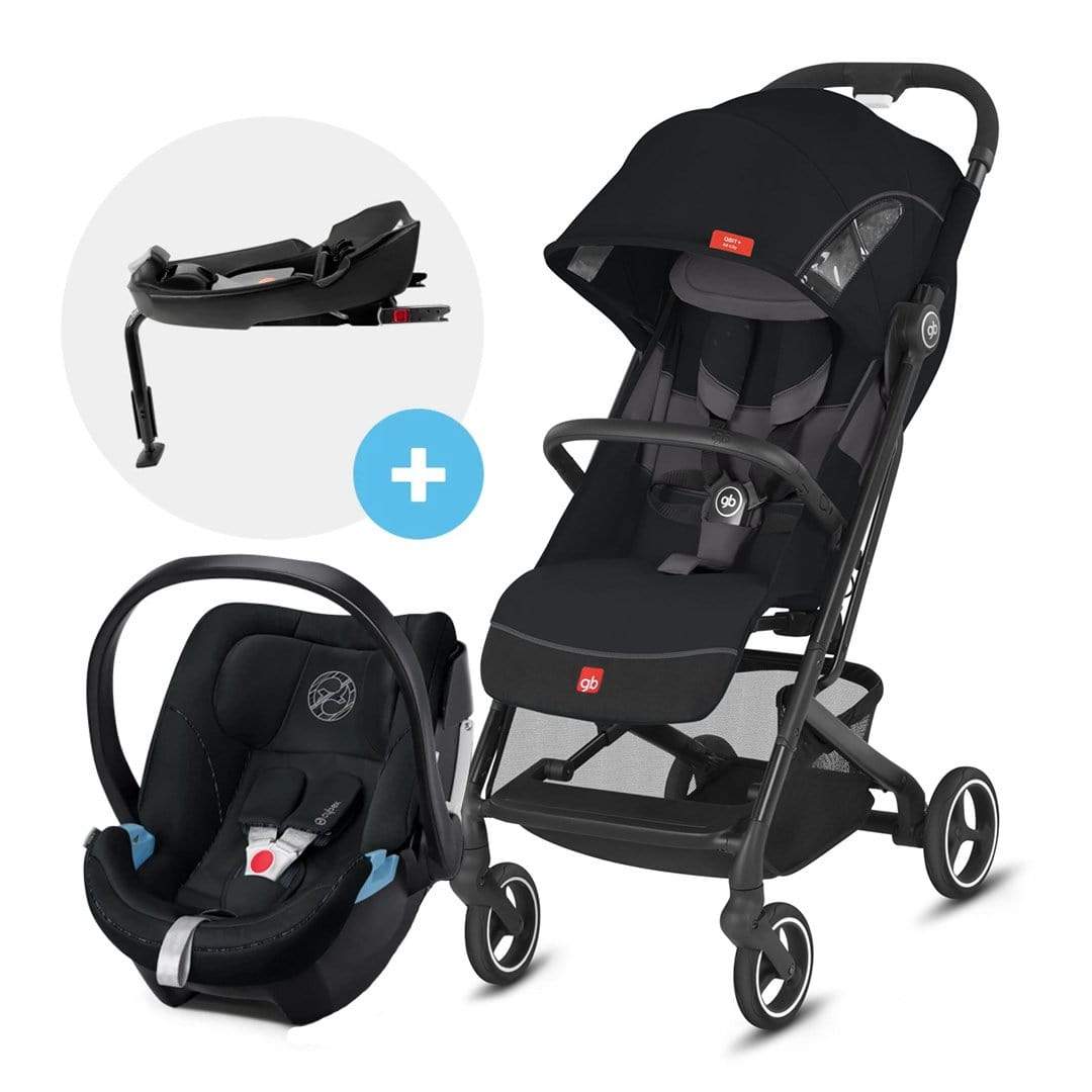 GB Coche Travel System Coche de Paseo compacto Qbit Plus All City Velvet Black + Aton 5 + Base GB1567200171598