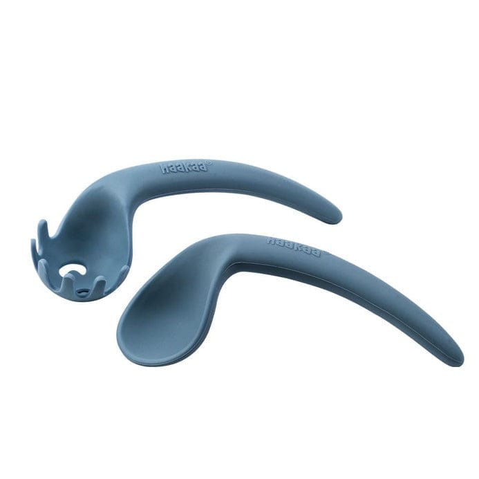 HAAKAA Alimentación y Lactancia Set De Cubiertos Curvos De silicona - Azul UTE71-B