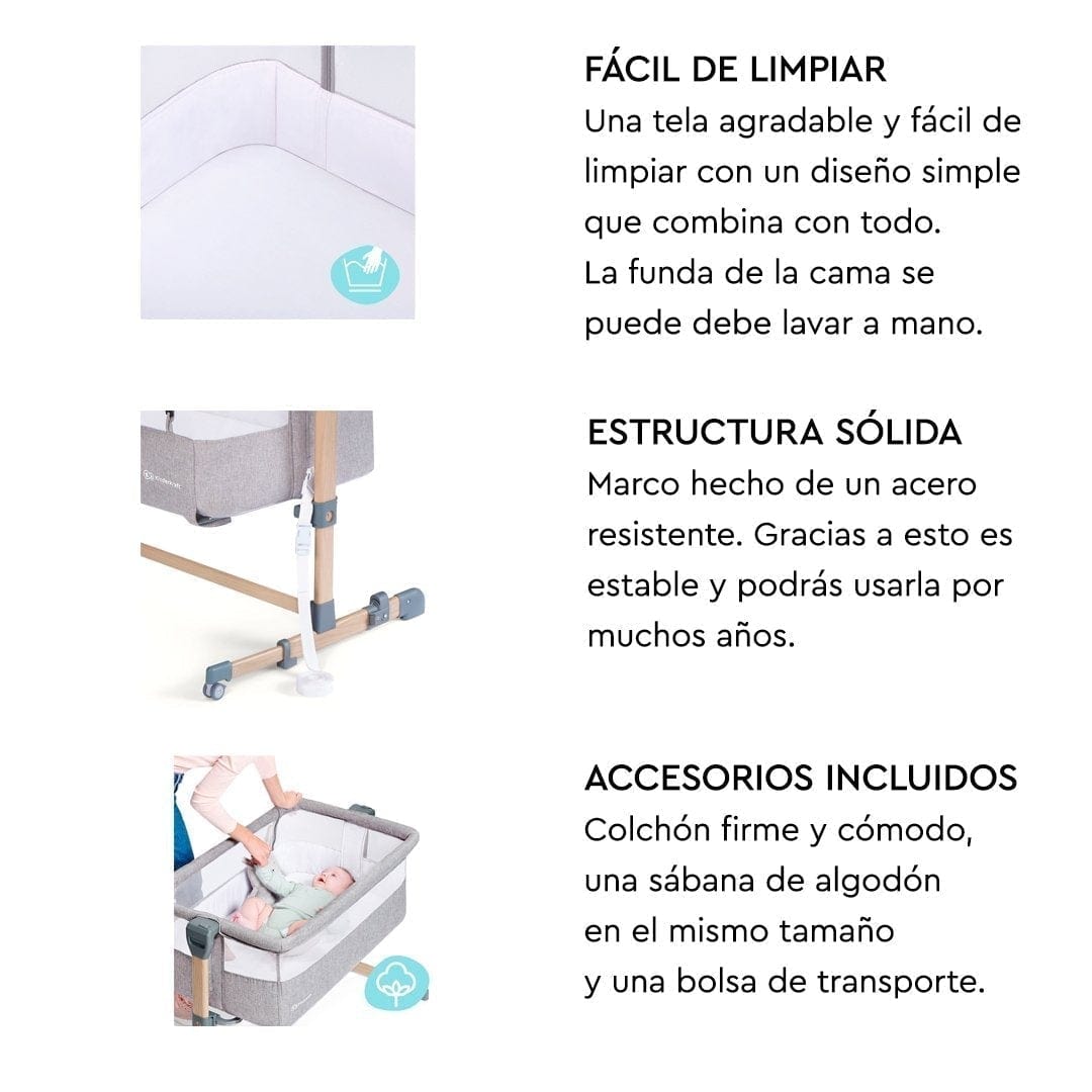KINDERKRAFT cunas Cuna Colecho Neste Air Grey Light Melange Madera KKLNEAIRGRYW