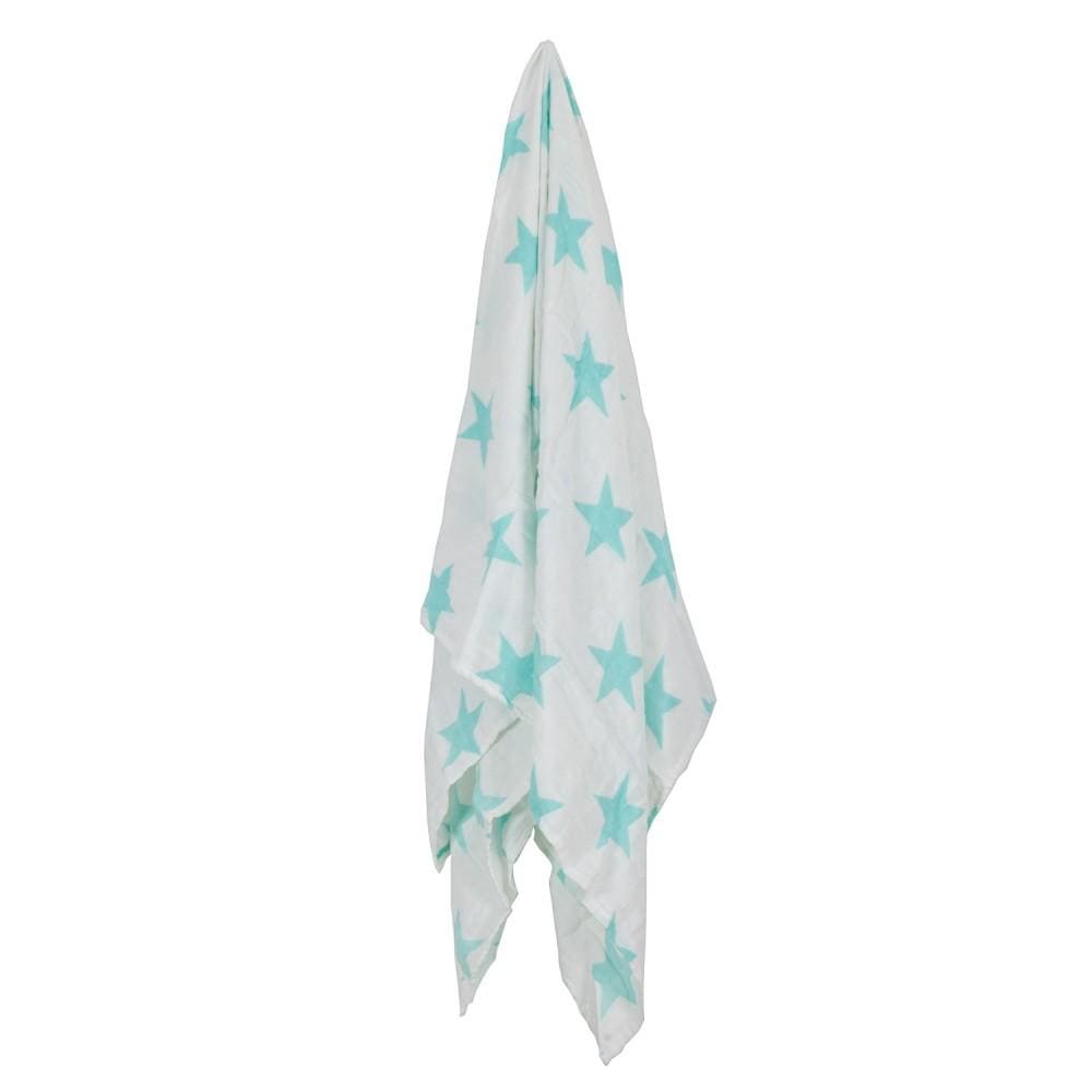Kosleeping Accesorios bebé Swaddle Manta Bambú Blanca con Estrellas Turquesa 1517419834321