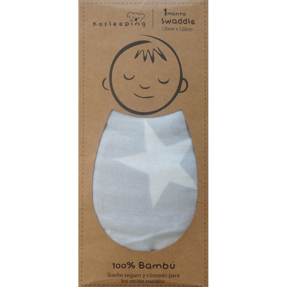 Kosleeping Accesorios bebé Swaddle Manta Bambú Gris con Estrellas Blancas 1502306110407