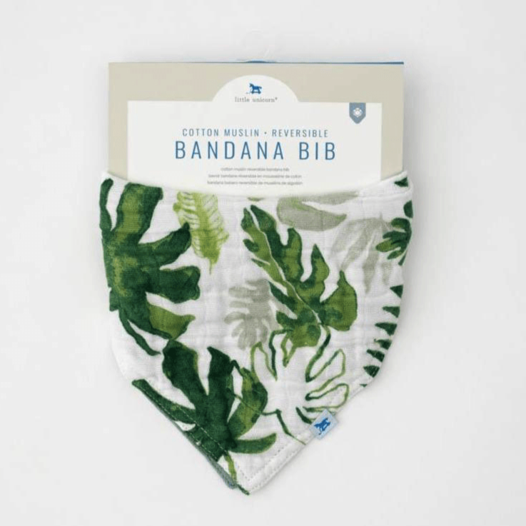 LITTLE UNICORN Accesorios bebé Babero reversible Bandana Muselina - Tropical Leaf