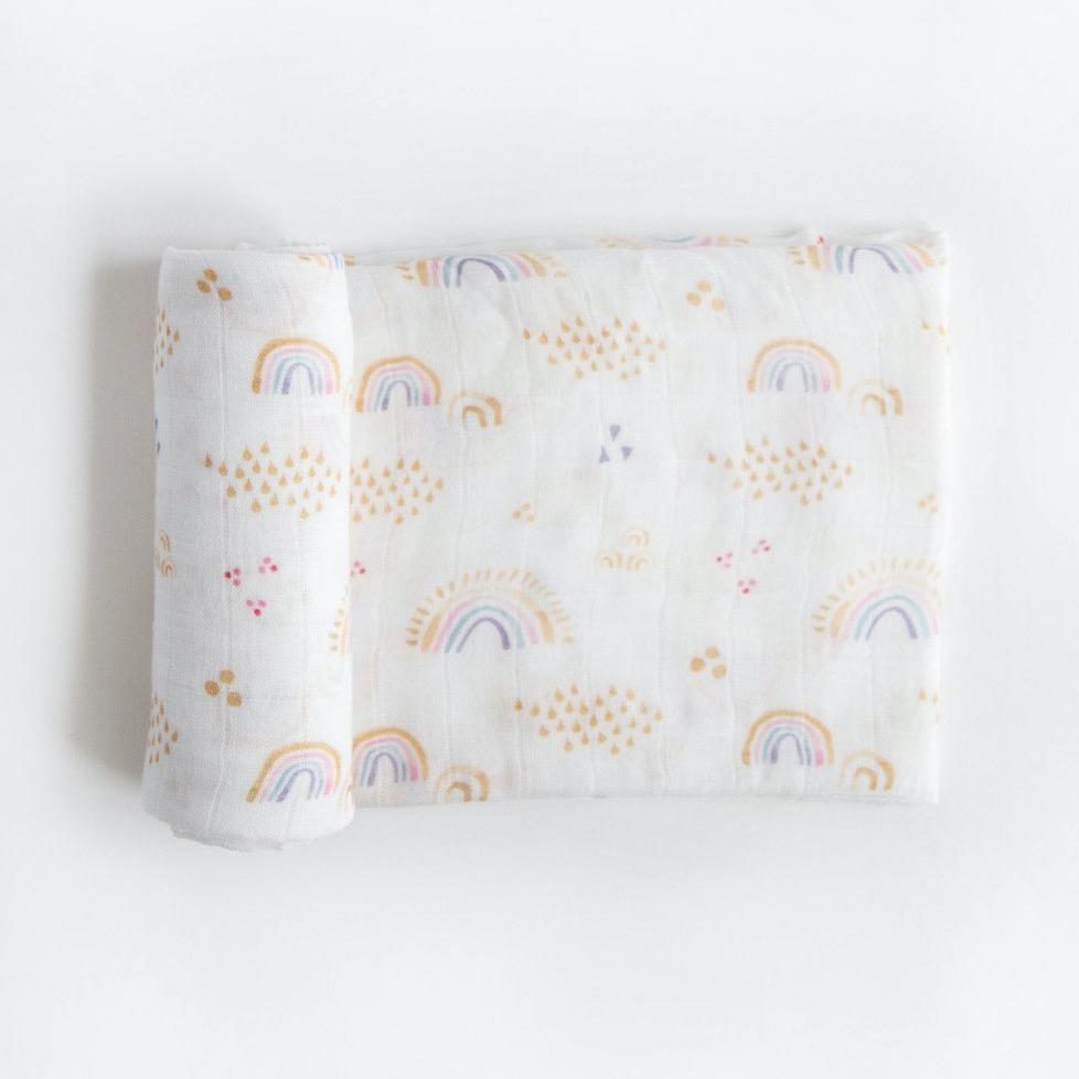 LITTLE UNICORN Accesorios bebé Manta Deluxe Swaddle Muselina - Rainbows & Raindrops UB0539