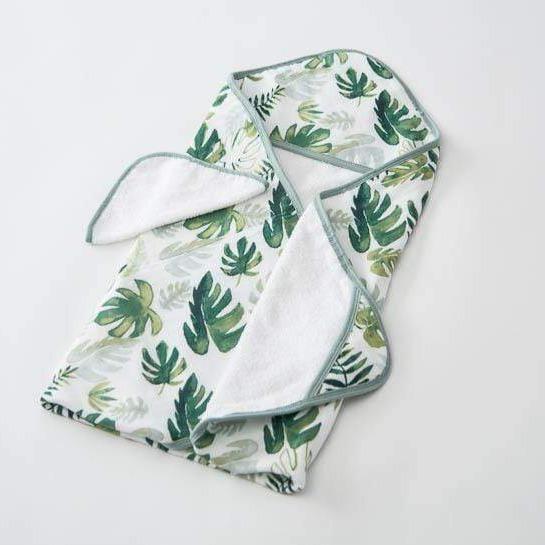 LITTLE UNICORN Artículos para el baño Juego de Toalla con capucha mas toallita Tropical leaf UH0024