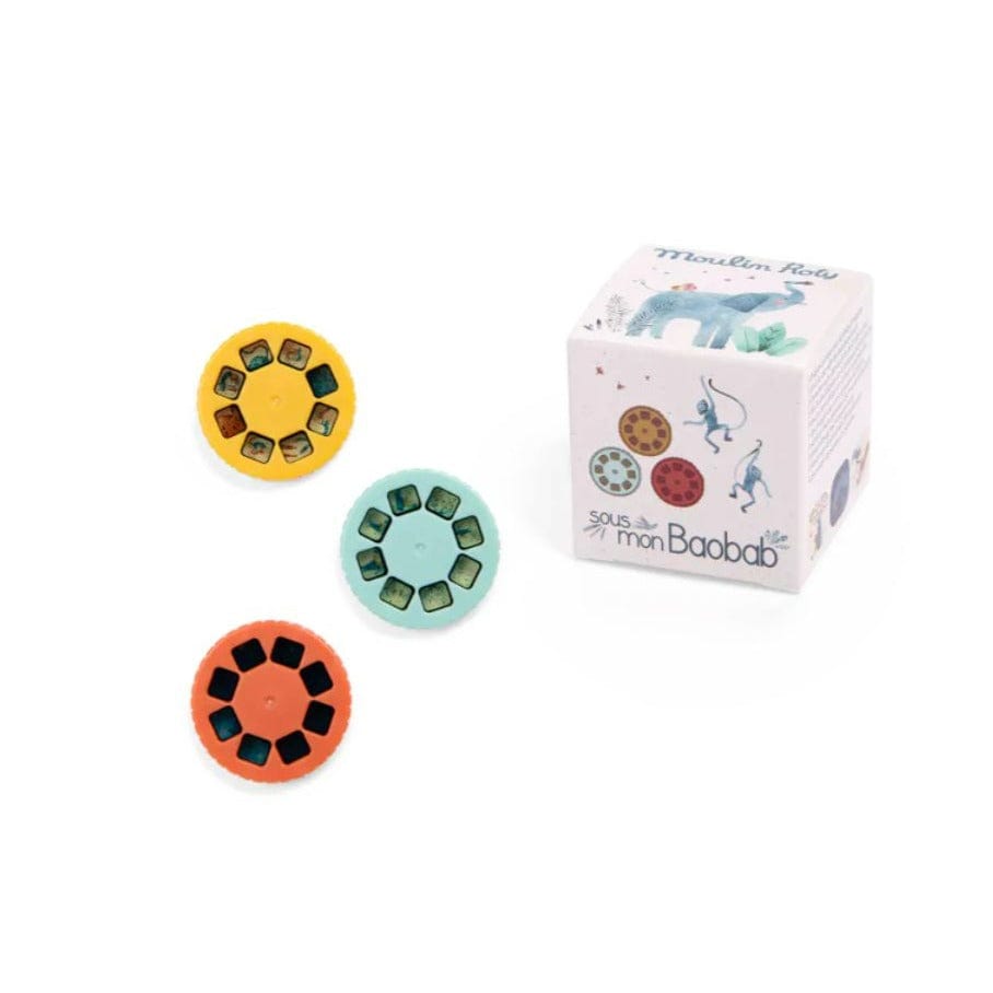 MOULIN ROTY Música y teatro Caja con 3 discos para linterna Proyectora de historias Baobab 669363