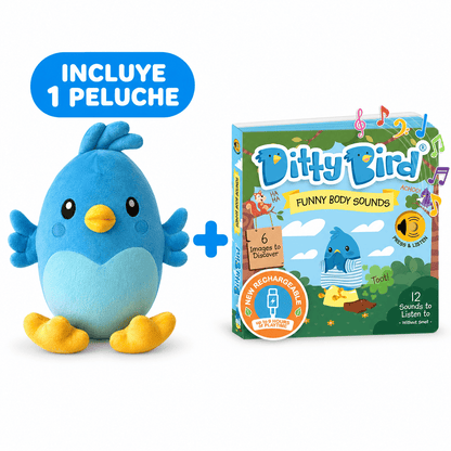 1 peluche Ditty Bird + libro Libro Musical Funny Body Sounds