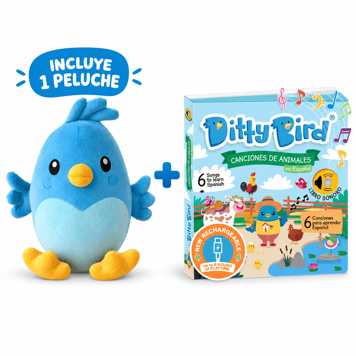 1 peluche Ditty Bird + Canciones de Animales