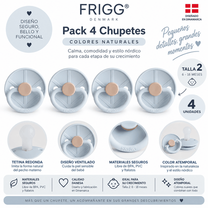 Pack 4 Chupetes FRIGG Viking Silicona Talla 2 Knud