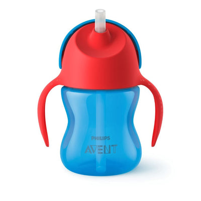 Vaso con bombilla y asas azul 200ml - Avent