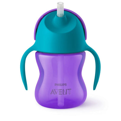 Vaso con bombilla y asas morado 200ml - Avent