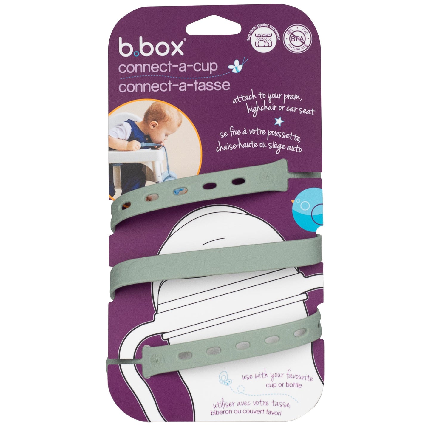 B.BOX Accesorios Correa ajustable para vasos y mamaderas Connect A Cup Sage - B.box. BBX200910