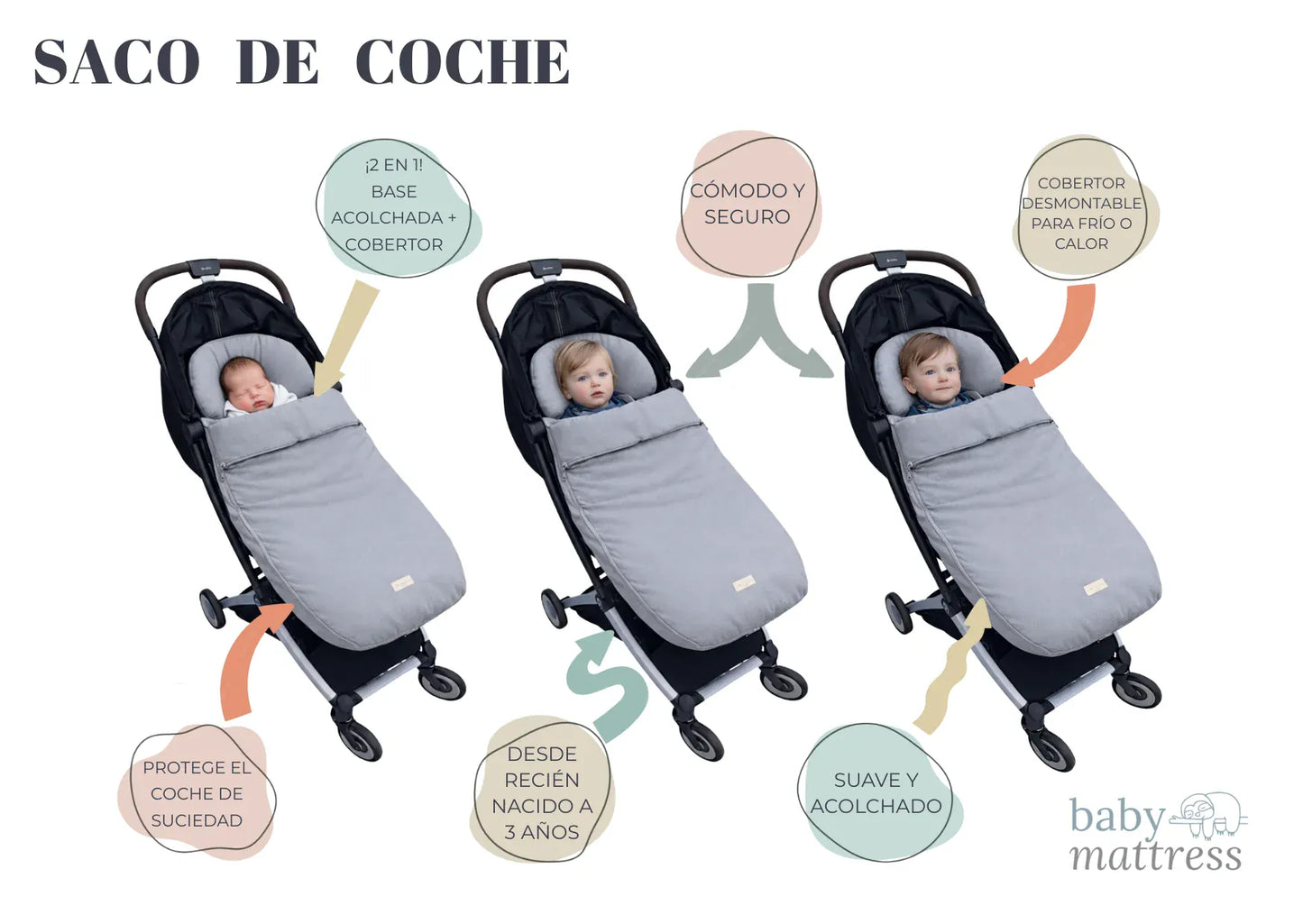 Baby Mattress Accesorios para coches Saco Nude Waffle -BABYMATTRESS 6734925009490