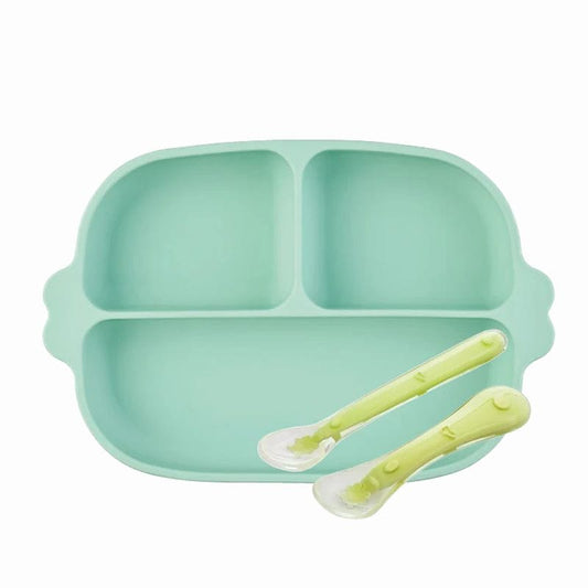 Balia Alimentación Plato de silicona verde con cucharas - Balia PLASI