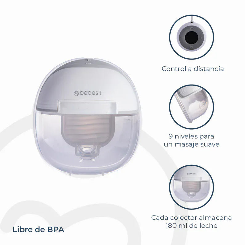Bebesit Lactancia Materna Extractor Leche Materna Doble + Control Remoto + 10 Bolsas BB001016S20
