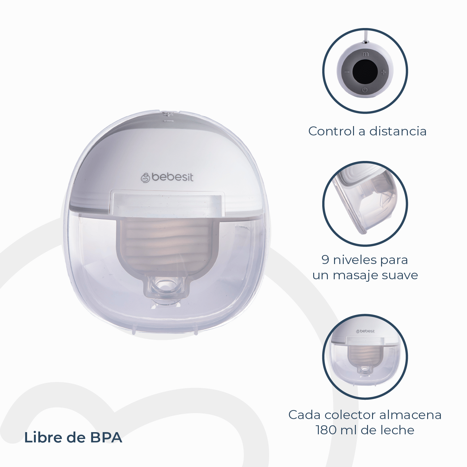 Bebesit Lactancia Materna Extractor Leche Materna Doble + Control Remoto + 10 Bolsas - Bebesit BB001016S20