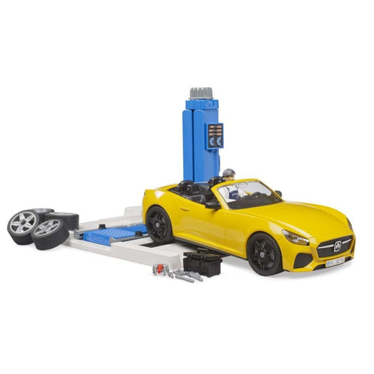 Bruder Auto Centro de Servicio 62112 de Automóviles Bworld + Bruder Roadster Escala 1:16 - Bruder BRU62112