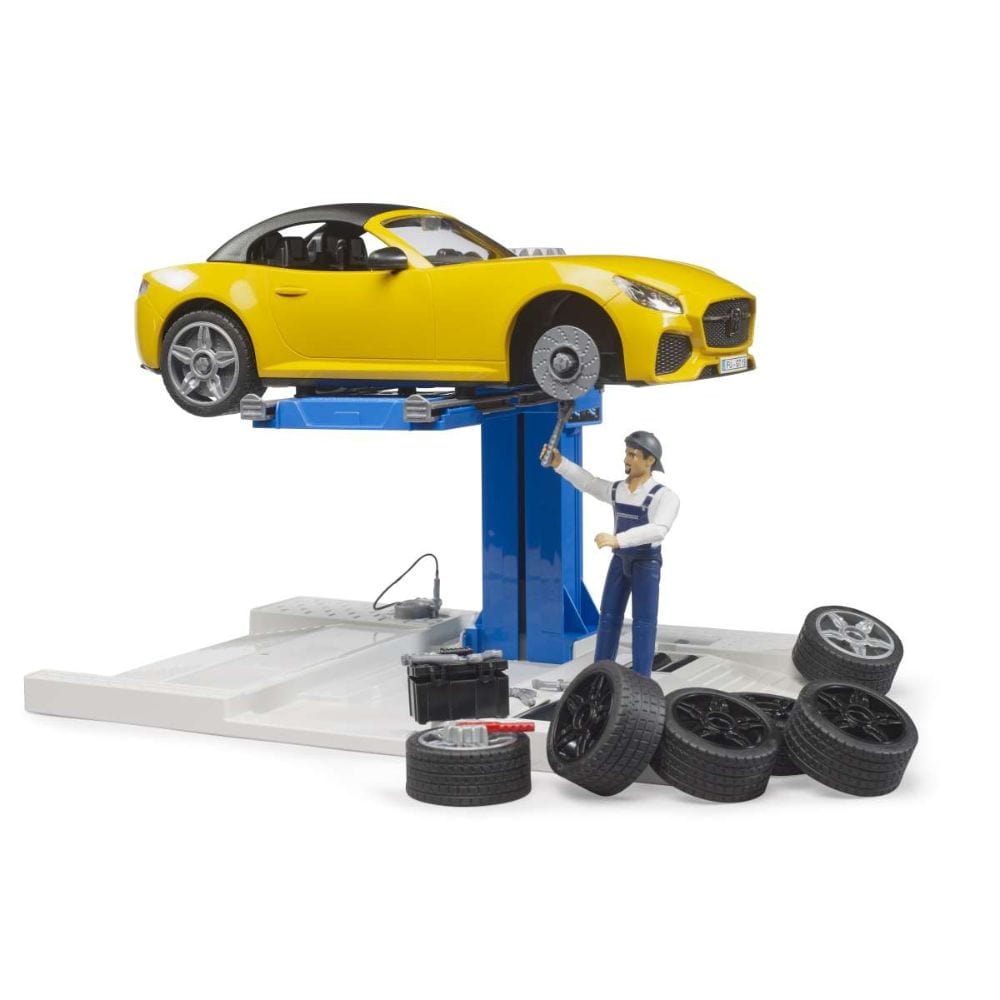 Bruder Auto Centro de Servicio 62112 de Automóviles Bworld + Bruder Roadster Escala 1:16 - Bruder BRU62112
