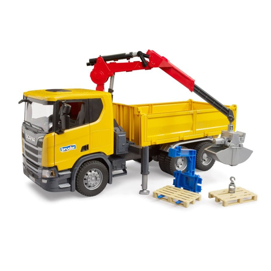 Bruder Camión Camión de obra Scania Super 560R con grúa y pallet 03551 Escala 1:16 - Bruder BRU03551