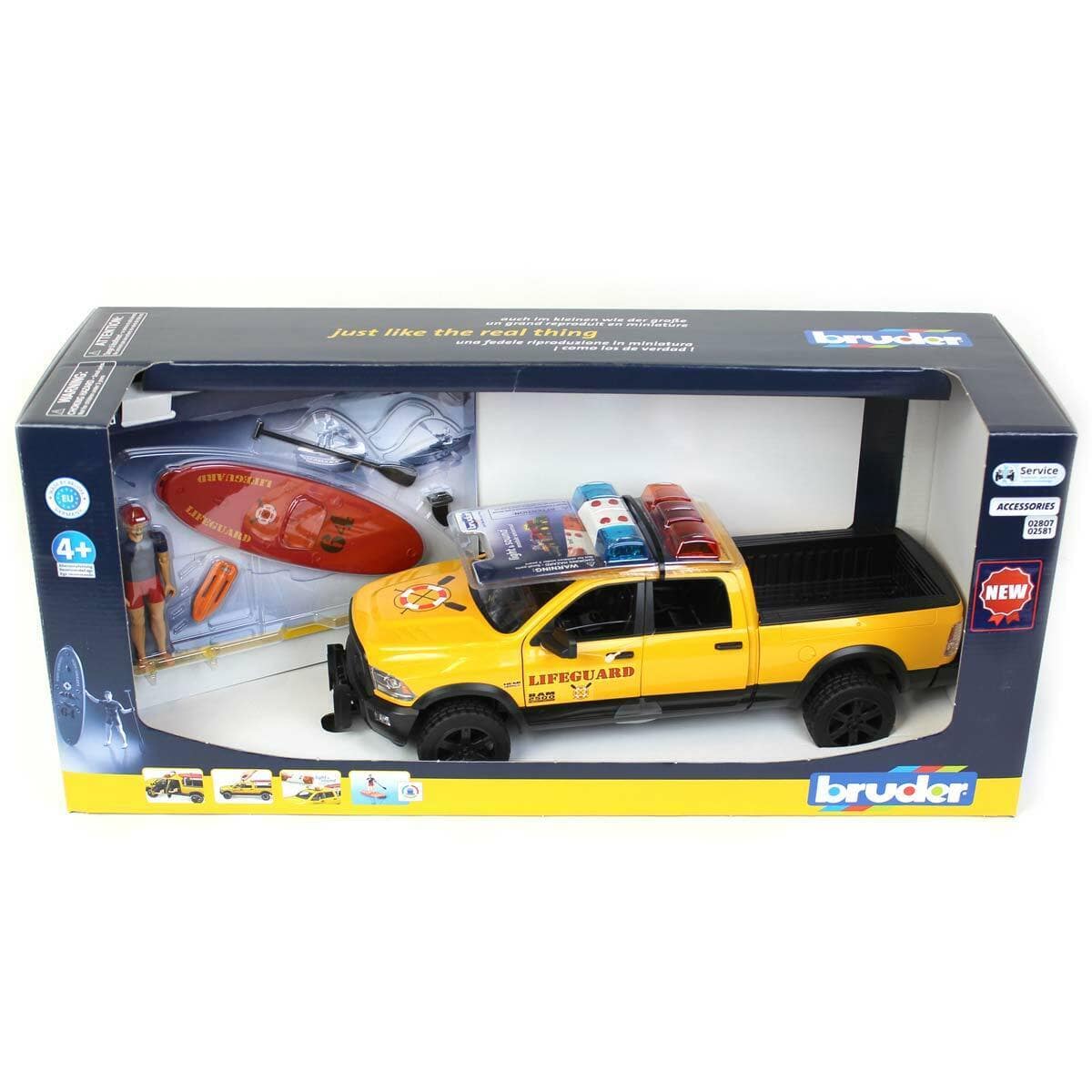 BRUDER Transportes RAM 2500 PowerWagon Life Guard and Stand Up Paddle 02506- Escala 1:16 BRU02506