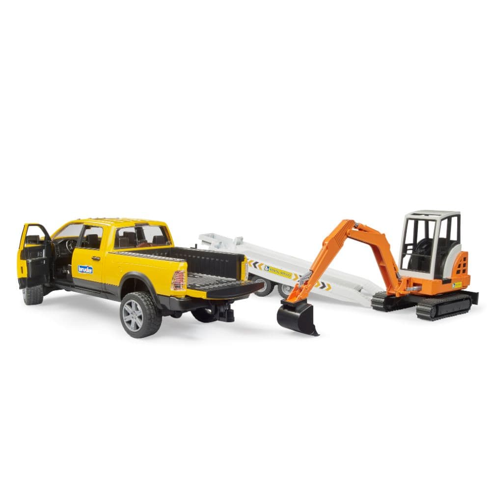 Bruder Vehículos de construcción RAM 2500 Servicio de Alquiler con Remolque y Mini Excavadora 02546 Escala 1:16 - Bruder BRU02546