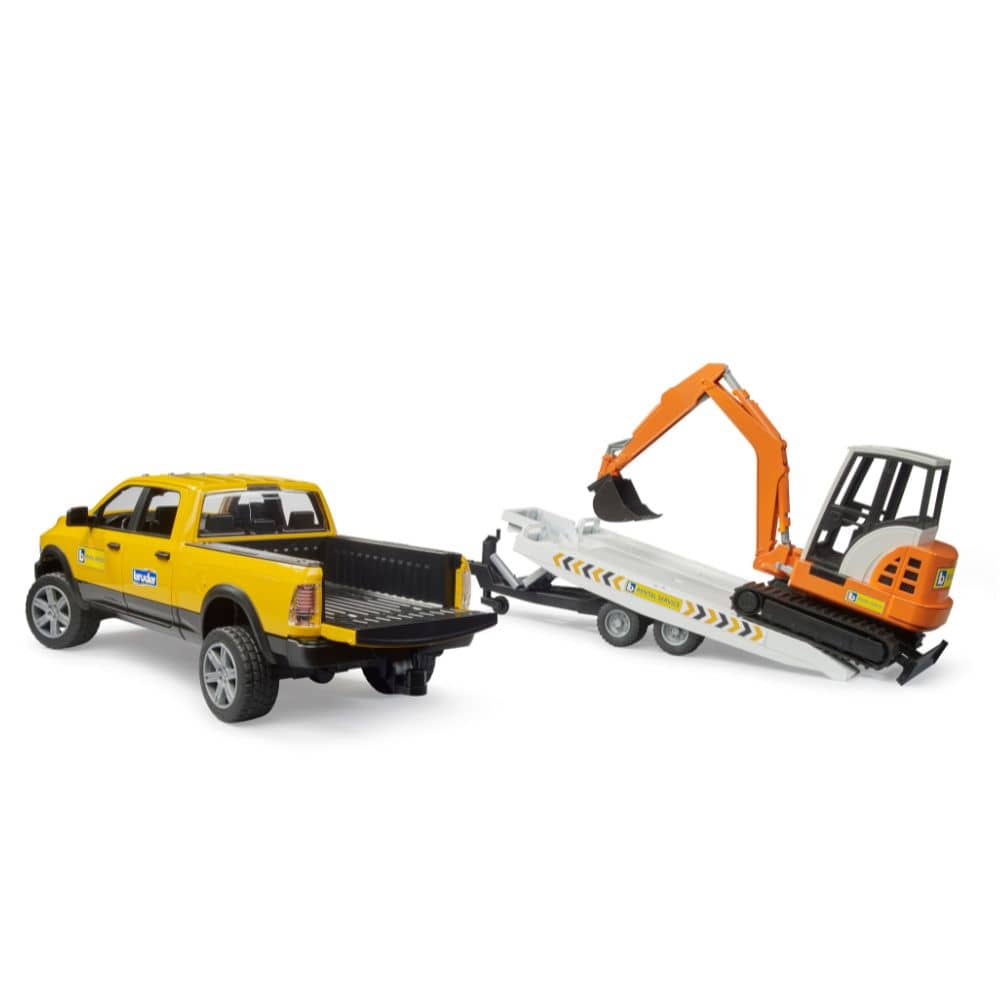 Bruder Vehículos de construcción RAM 2500 Servicio de Alquiler con Remolque y Mini Excavadora 02546 Escala 1:16 - Bruder BRU02546
