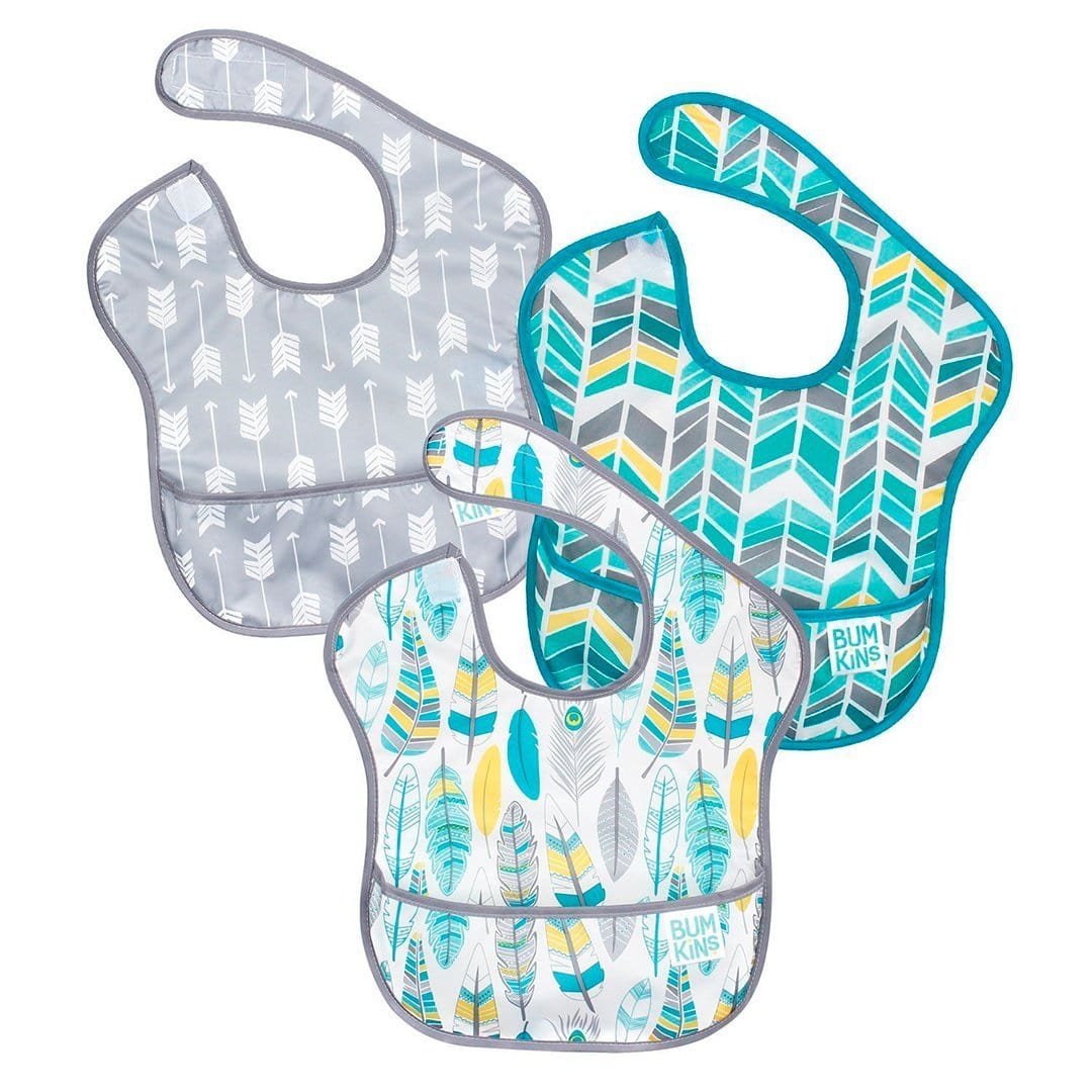 BUMKINS Alimentación y Lactancia Babero de Alimentación Super BIB PACK X3 gris calipso BKS3KBN16