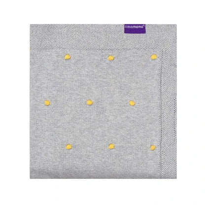 Clevamama Manta Frazada de algodón orgánico con pompones 80x100 cm gris - Clevamama 3493