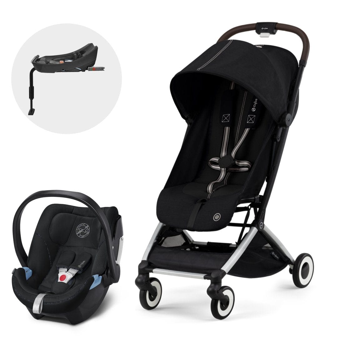 Cybex Coche Travel System coche Orfeo SLV Moon Black + Aton 5 + Base CBX69360077938969