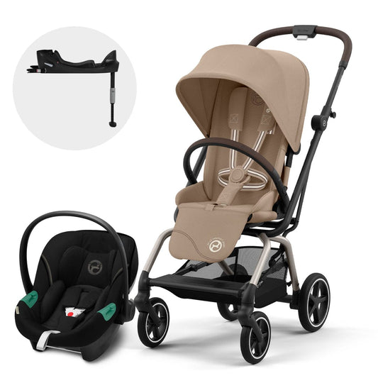 Cybex Coches Travel System Travel System coche Eezy Twist+ Taupe Almond + Aton S2 + Base - Cybex CBX75129633411924