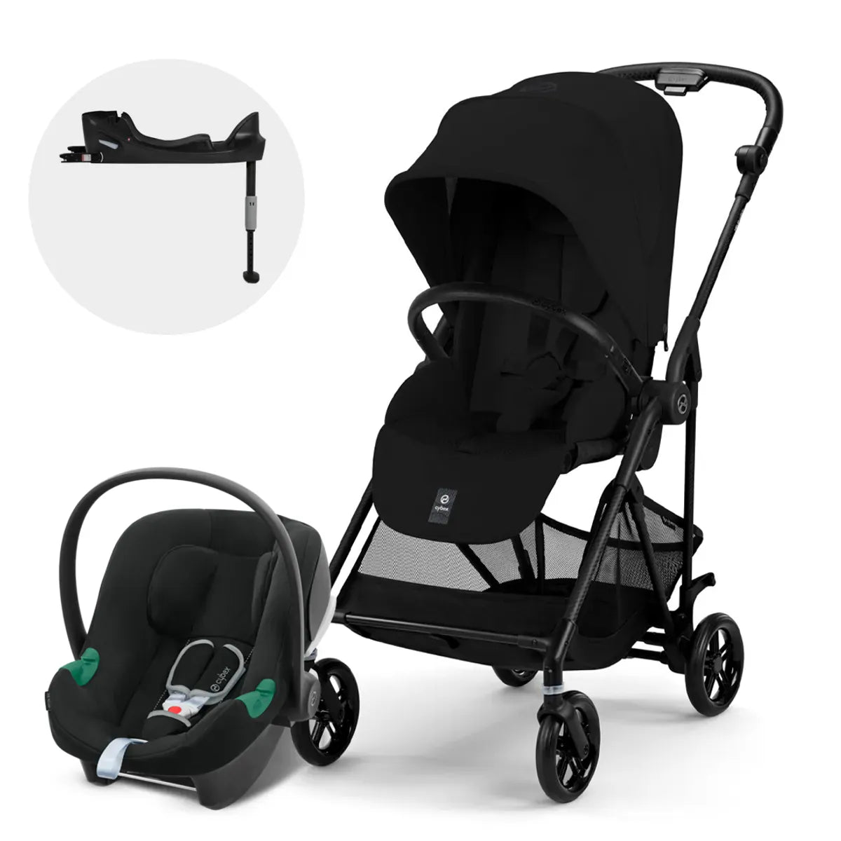 Cybex Coches Travel System Travel System Coche Melio Carbon MB + Aton B2 + Base - Cybex CBX76962428554076