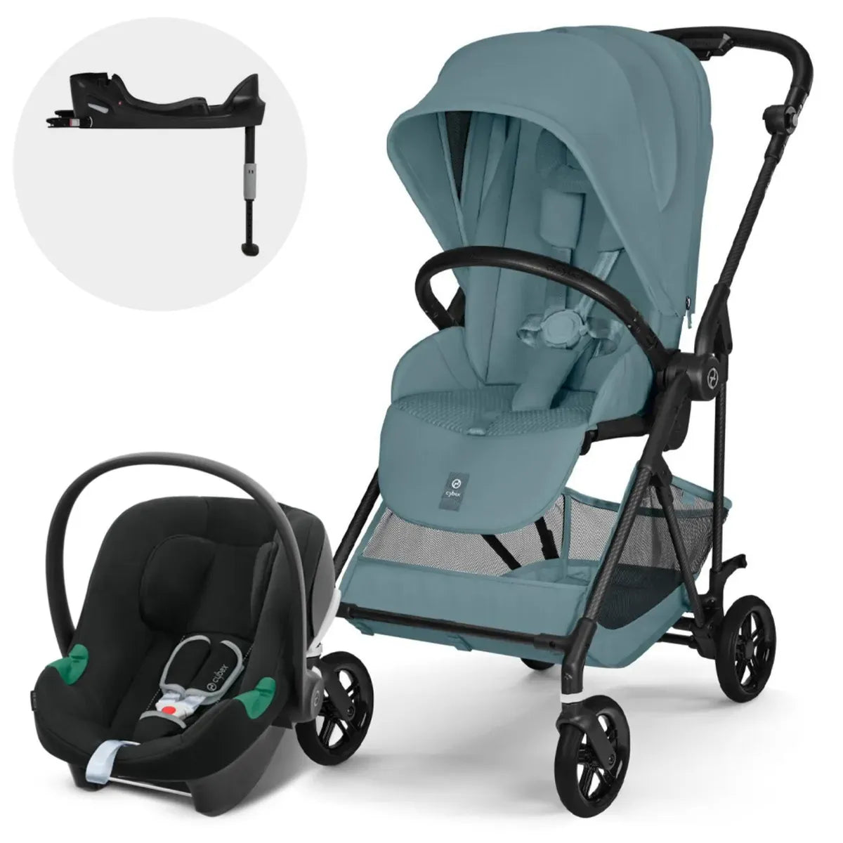 Cybex Coches Travel System Travel System Coche Melio Carbon SB + Aton B2 + Base - Cybex CBX78839051831767