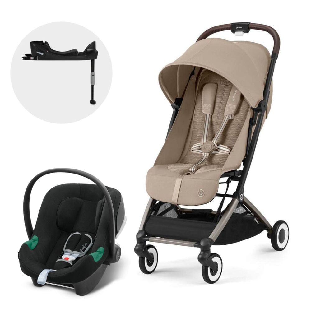 Cybex Coches Travel System Travel System coche Orfeo TPE Almond Beige + Aton B2 + Base - Cybex CBX73385471510932