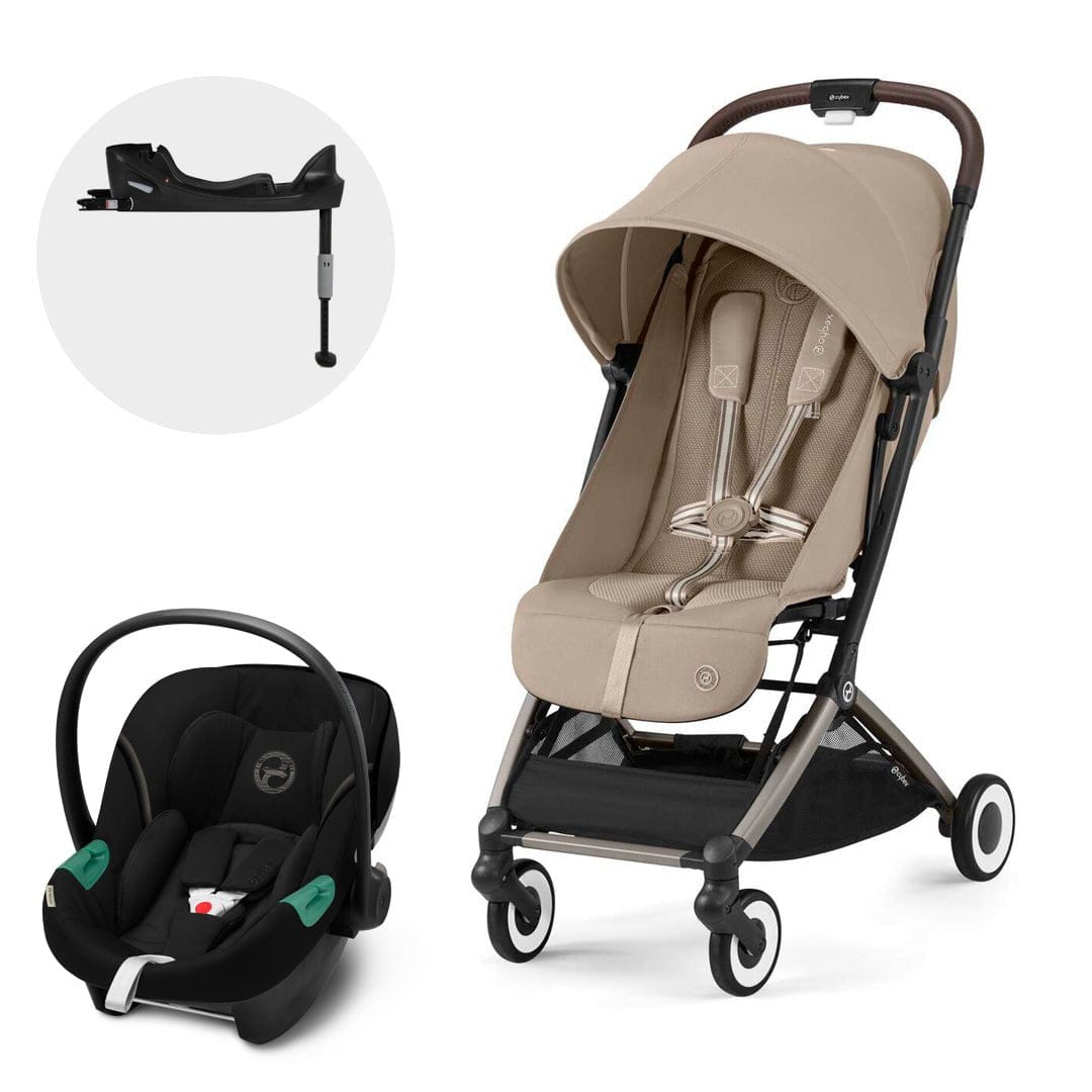 Cybex Coches Travel System Travel System coche Orfeo TPE Almond Beige + Aton S2 + Base - Cybex CBX73385517931414
