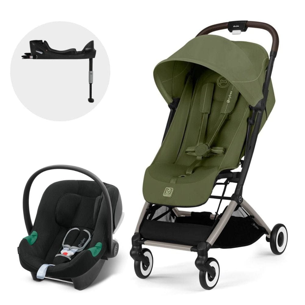 Cybex Coches Travel System Travel System coche Orfeo TPE Moon Green Khaki + Aton B2 + Base - Cybex CBX76858587589779