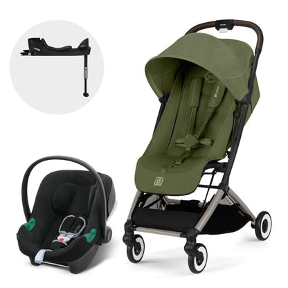 Cybex Coches Travel System Travel System coche Orfeo TPE Moon Green Khaki + Aton B2 + Base - Cybex CBX76858587589779