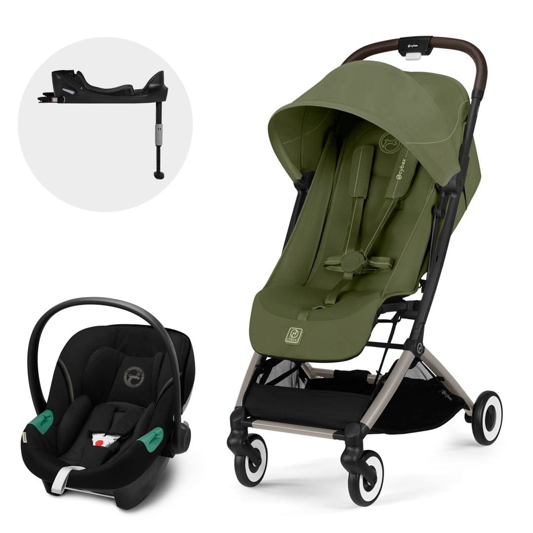 Cybex Coches Travel System Travel System coche Orfeo TPE Moon Green Khaki + Aton S2 + Base - Cybex CBX76858605059365