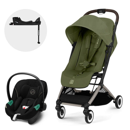 Cybex Coches Travel System Travel System coche Orfeo TPE Moon Green Khaki + Aton S2 + Base - Cybex CBX76858605059365