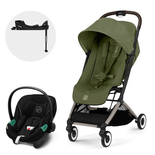 Cybex Coches Travel System Travel System coche Orfeo TPE Moon Green Khaki + Aton S2 + Base - Cybex CBX76858605059365