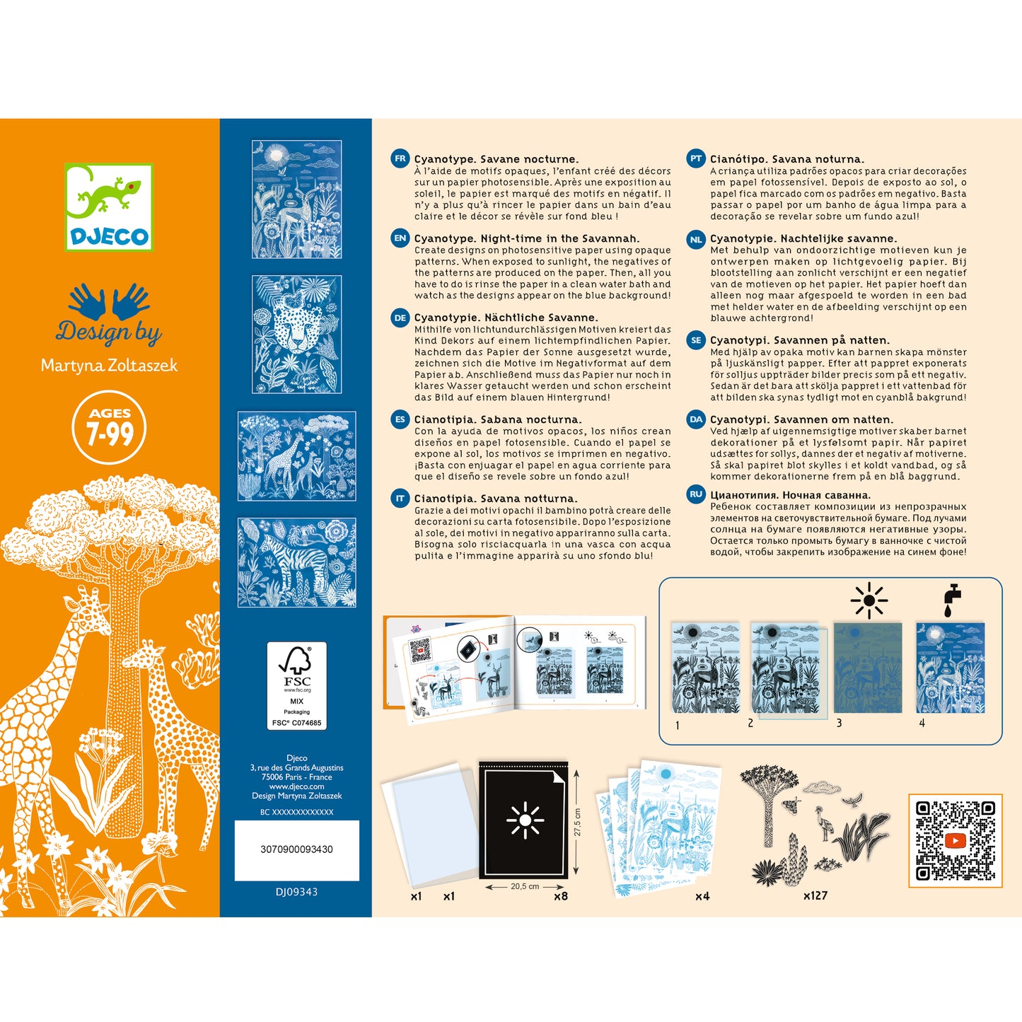 Design By Djeco Arte / Manualidades Kit Creativo Cyanotype Noche en la Sabana – Arte con Luz Design By Djeco DJ09343