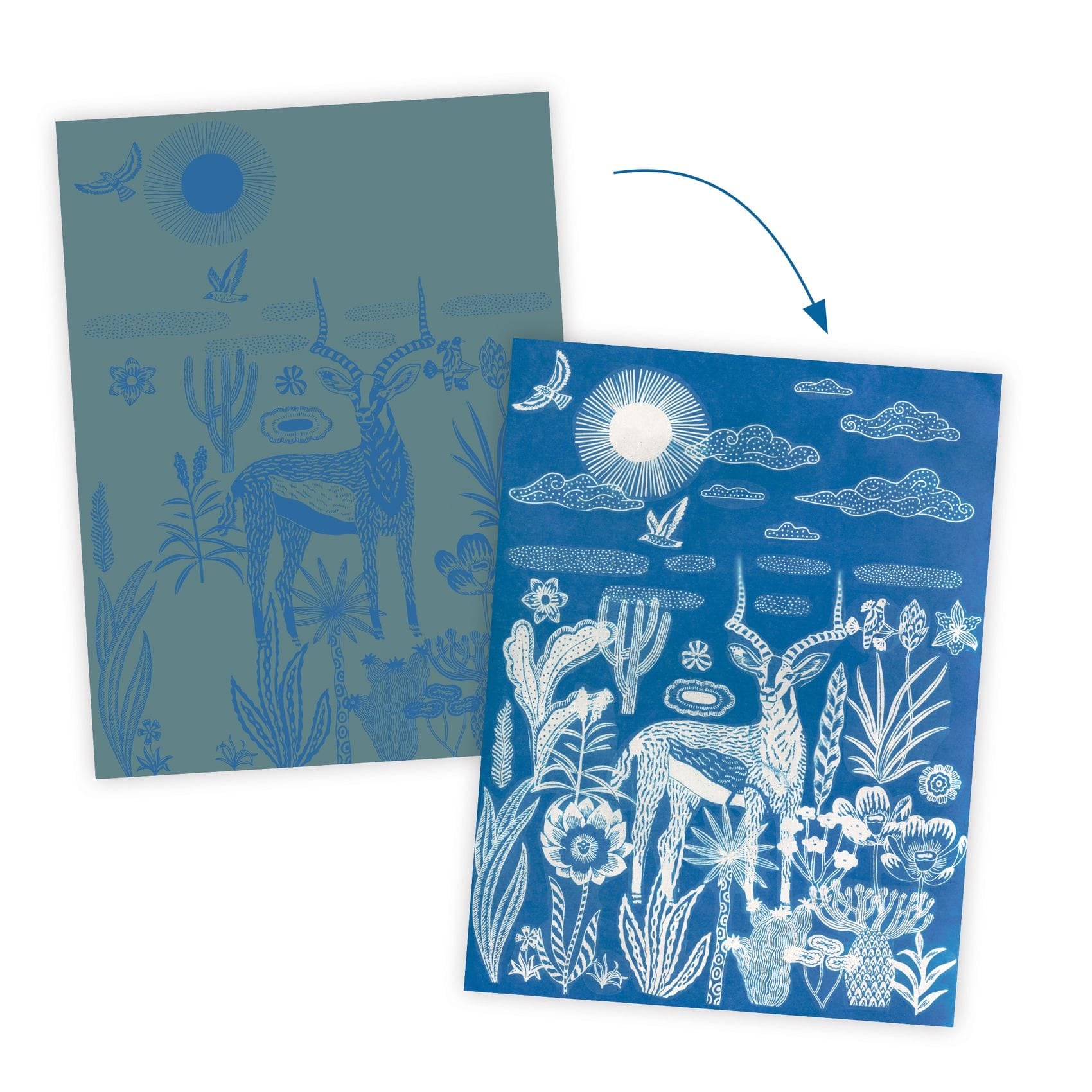 Design By Djeco Arte / Manualidades Kit Creativo Cyanotype Noche en la Sabana – Arte con Luz Design By Djeco DJ09343