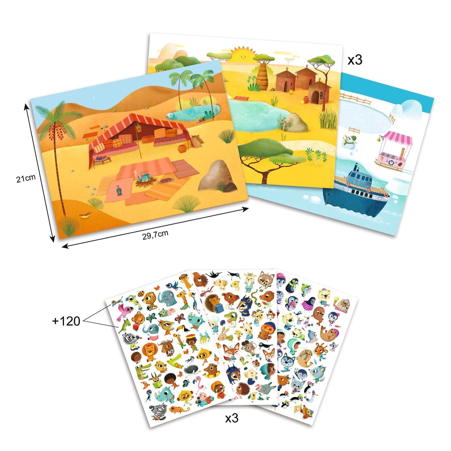 Design By Djeco Arte / Manualidades Set de transferencias Sabana, desierto y Polo Norte - Design By Djeco DJ09560