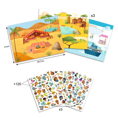 Design By Djeco Arte / Manualidades Set de transferencias Sabana, desierto y Polo Norte - Design By Djeco DJ09560