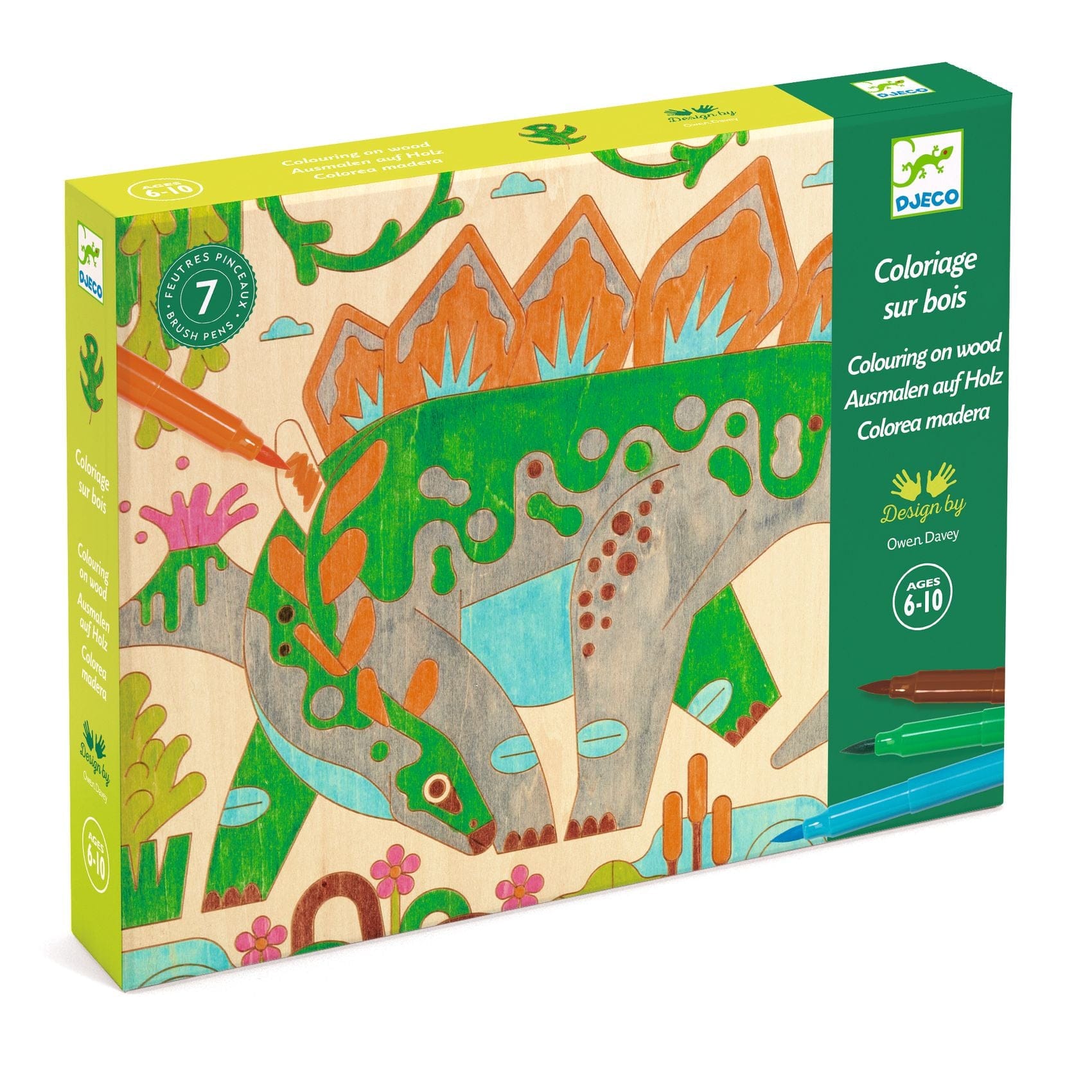 Design By Djeco Arte / Manualidades Set para colorear en madera - Dinosaurio DJ08739